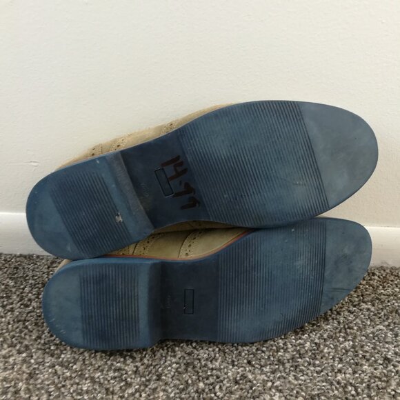 Peter Millar Dress Shoes Suede Leather Brogue Oxford Wingtip Beige Tan Mens 11M - Picture 9 of 10